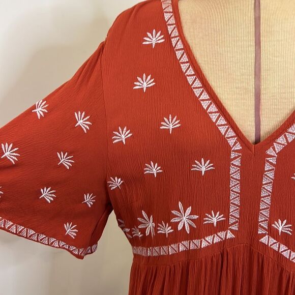 Shein Burnt Orange Embroidered Boho Dress - Size 1XL - Picture 5 of 10